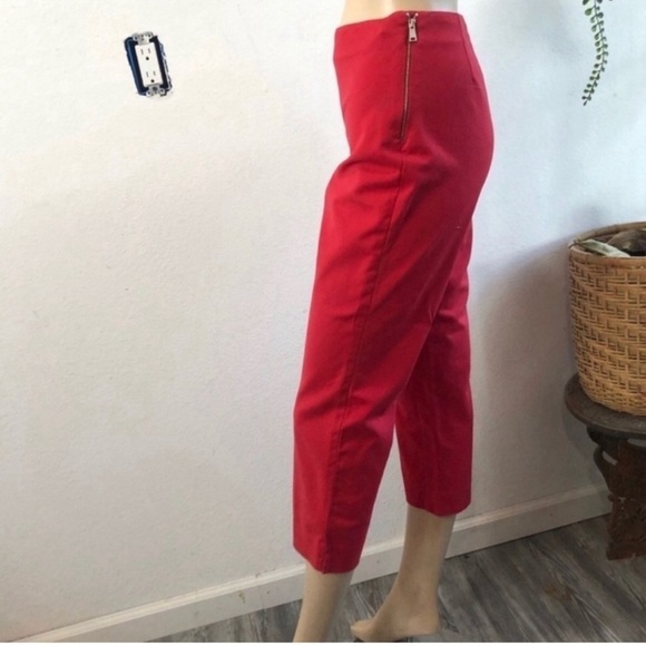 ST.John red ankle crop pants red side zipper size:4 - Picture 2 of 16